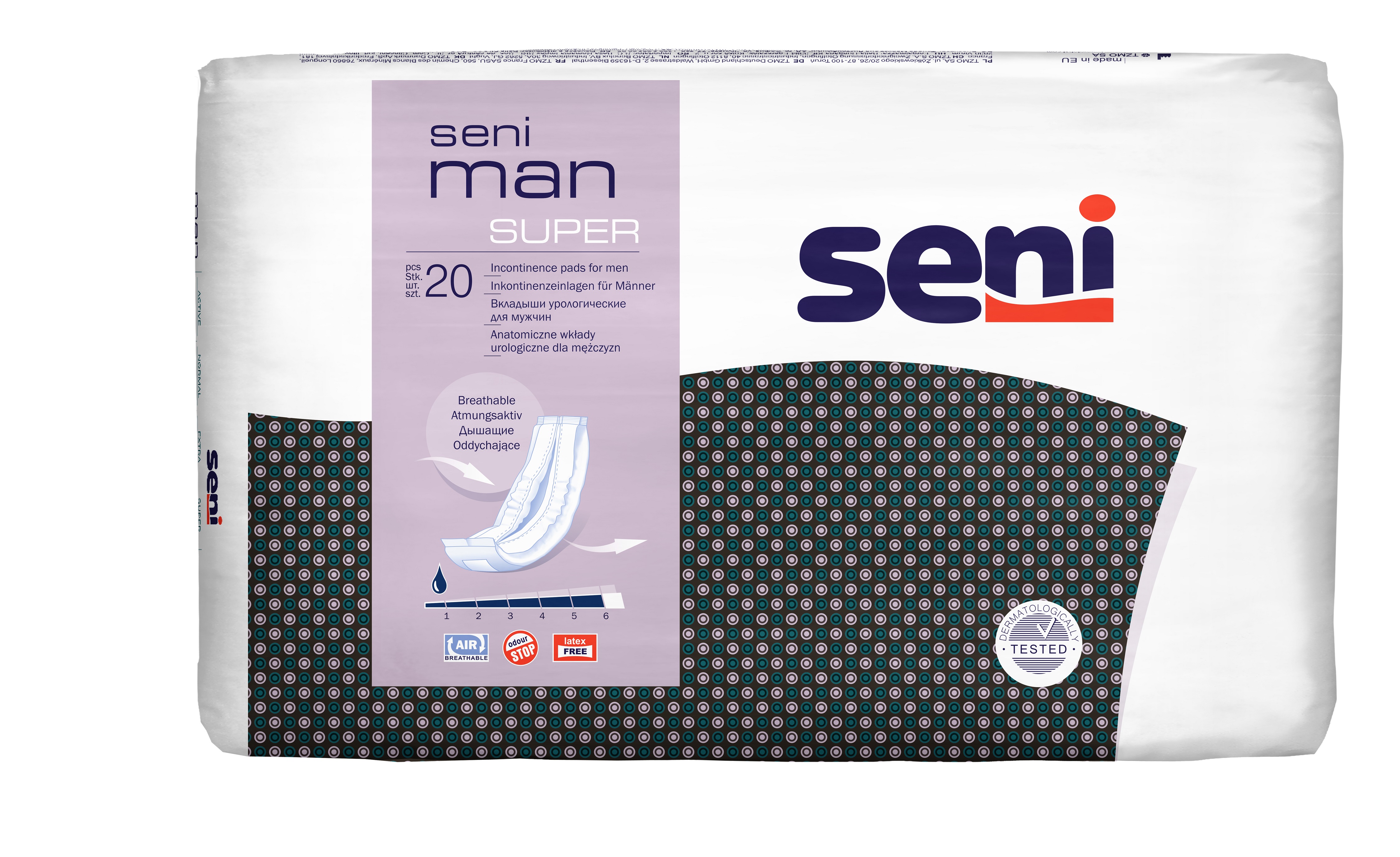 Seni MAN SUPER, 6x20 Stück, atmungsaktive Einlagen für Männer