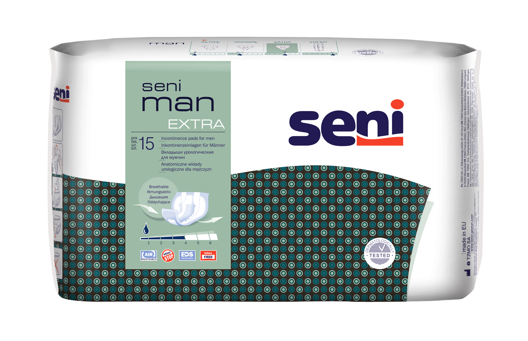 Seni MAN EXTRA, 90 Stück, atmungsaktive Einlagen für Männer | Vorlagen