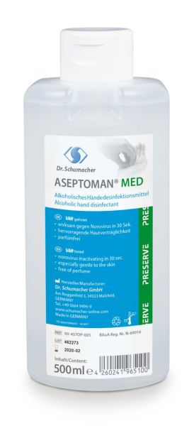 Aseptoman Med 500 ml - Begrenzt Viruzid Plus ethanolisches Händedesinfektionsmittel